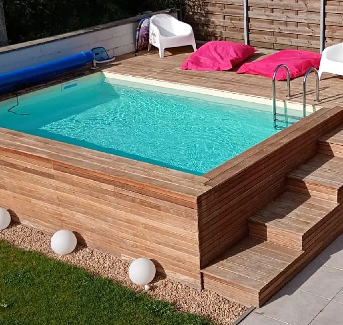 Piscine hors sol 5x3.5 en bois Cumaru